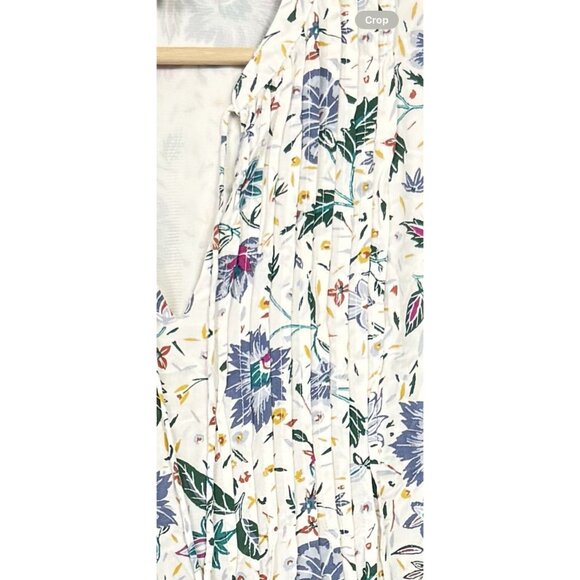 Old Navy Womens Dress Sz M Multicolor Floral Peasant Long Sleeve Pintuck Front - Picture 5 of 8